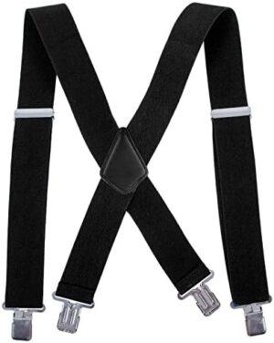 AWAYTR Men Utility Suspenders Adjustable Elastic - Heavy Duty 2 Inch Wide X Shape Strong Clip Suspender