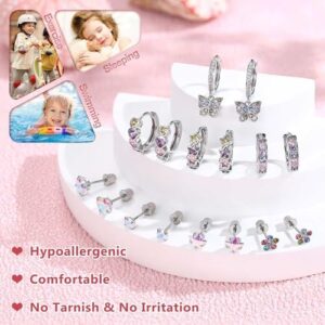 Jstyle Hypoallergenic Earrings for Girls Women Surgical Stainless Steel Hoop Earrings for Sensitive Ears Screw Back Stud Earrings Set Cute Girls Toddler Earrings Kids Earrings Jewelry for Teen Girls - Image 6