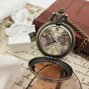 Tea Colored Glass Double Earth Pattern Pocket Watch, Unisex Casual Quartz Retro Pocket Watch, Christmas, Birthday, A Thoughtful Gift for Friends and Partners. - Image 8