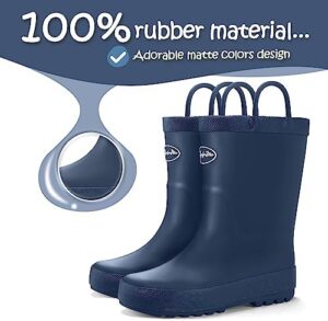 K KomForme Kids Rain Boots, Waterproof Rubber Matte Boots with Easy-on Handles - Image 2