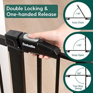 Babelio Metal Baby Gate, 29-48'' Auto Close Easy Install Dog/Pet Barrier, Extra Wide Walk Thru Child Safety Door, Pressure Mounted for Doorways & Stairs, with Y Spindle Rods, Black - Image 4