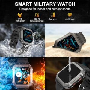 Smart Watch for Men Fitness Tracker: Military Smart Watches for Men Digital Mens Watches Make/Answer Call Running Waterproof Smartwatch Android Phones iPhone Samsung Compatible Heart Rate Monitor - Image 6