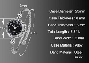 Top Plaza Womens Fashion Analog Quartz Bangle Cuff Wrist Bracelet Watch Elegant Stainless Steel Wire Band Arabic Numerals Dress Watches - Image 4