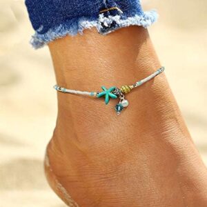 kelistom Boho Anklet Bracelet for Women Handmade Elphant Sun Turtle Shell Ankle Bracelets Summer Foot Jewelry - Image 2