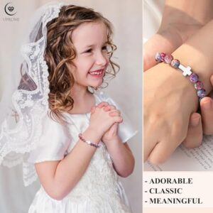 UPROMI Cross Bracelet for Girls Baptism Communion Confirmation Gifts, Kindergarten/Preschool/5th Grade/8th Grade Graduation Gifts - Image 4