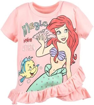 Disney Princess Frozen Moana Little Mermaid Floral Girls T-Shirt & Leggings Outfit Set Toddler to Big Kid Sizes (2T - 14-16) - Image 3