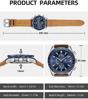 BY BENYAR Watch for Men Analog Quartz Chronograph Waterproof Luminous Designer Mens Wrist Watches Business Work Sport Casual Dress Watch with Silicone Strap Elegant Gifts for Men - Image 7