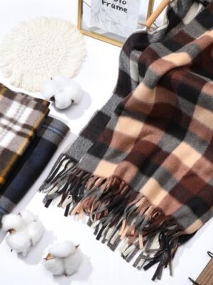 Bencailor 4 Pcs Kids Winter Scarf Kids Buffalo Plaid Scarves Christmas Warm Shawls Scarves Parent Child Scarf for Boys Girls - Image 6