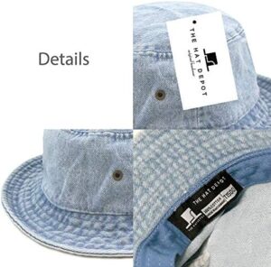 The Hat Depot Youth Kids Washed Cotton & Lightweight Nylon Packable Bucket Travel Hat Cap - Image 6