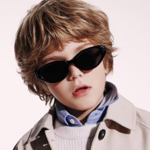 HJSTES Kids Cat Eye Sunglasses for Girls Boys Children Polarized Folding Sunglasses Foldable TR90 Frame - Image 3