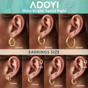 Adoyi 9 Pairs Gold Hoop Earrings Set for Womens Twisted Huggie Hoops Earrings 14K 18K Gold Plated for Girls Valentines Mother's Day Birthday Gifts Lightweight - Image 7