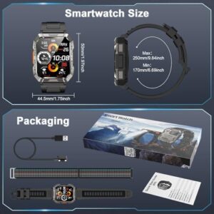 Military Smart Watch for Men(Answer/Make Call), Outdoor Sports Smartwatch with Flashlight/100 Days Battery/Compass/Heart Rate/SpO2/Sleep Monitor/2 Straps, Fitness Tracker for iPhone/Android Phones - Image 7