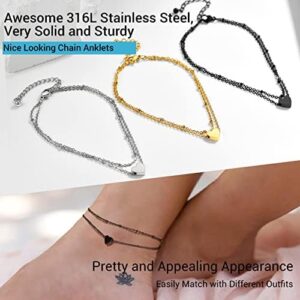 PROSTEEL Stainless Steel Chain Anklets for Women, Silver/Gold Tone, Ankle Bracelets Hypoallergenic, 8-10.5 Inch Adjustable, Come with Box - Image 6