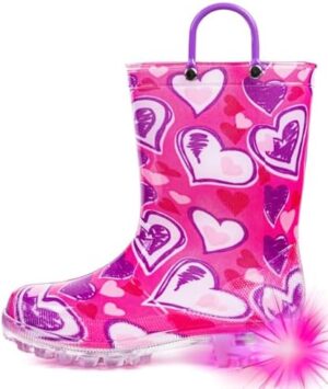 HugRain Light Up Rain Boots for Little Kids