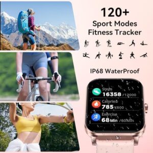 Smart Watch, 1.85" Smartwatch for Men Women (Answer/Make Call), Heart Rate, Sleep Monitor, Pedometer, Spo2, Activity Tracker, IP68 Waterproof Fitness Watch for Android iOS (Rose Gold) - Image 3