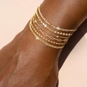 Dainty 14K Gold Bracelets for Women - Waterproof Stackable Gold Bracelet Set - Perfect for Stylish Women - Image 3