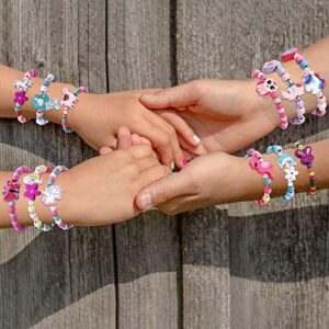 G.C 12 Pcs Girls Bracelets Jewelry for Kids Cute Unicorn Mermaid Animal Pendant Colorful Wooden Beaded Bracelets Princess Pretend Play Gifts for Toddlers - Image 7