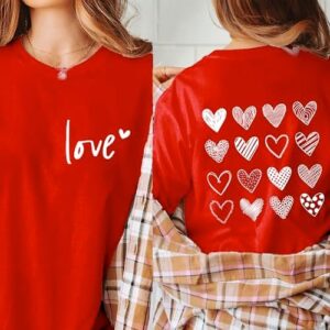 Valentine's Day Shirt for Women Love Heart Graphic Valentines Gifts Casual Short Sleeve Hearts Tee Tops - Image 3