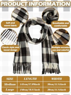 Bencailor 4 Pcs Kids Winter Scarf Kids Buffalo Plaid Scarves Christmas Warm Shawls Scarves Parent Child Scarf for Boys Girls - Image 3