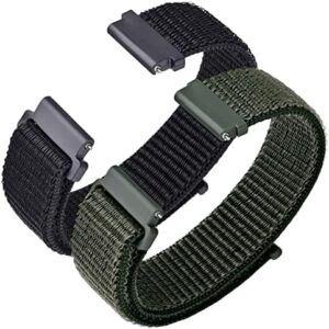 ANNEFIT Nylon Sport Loop Watch Bands, 2 Packs Quick Release Adjustable Strap 16mm 18mm 19mm 20mm 21mm 22mm 24mm