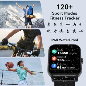 Smart Watch, 1.85" Smartwatch for Men Women (Answer/Make Call), Heart Rate, Sleep Monitor, Pedometer, Spo2, Activity Tracker, IP68 Waterproof Fitness Watch for Android iOS (Black) - Image 5