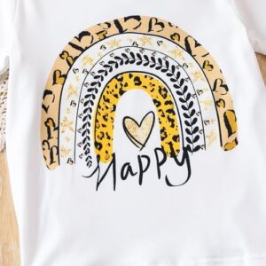 Kids Toddler Girl Clothes Letter Print Graphic Top + Leopard Print Flare Leg Pants 2PC Summer Clothing Set - Image 4