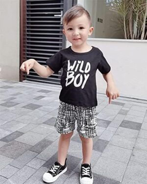 Kucnuzki Toddler Baby Boy Clothes Outfits Short Summer Sleeve Letters Printed Shirt Shorts Sets 2PC Little Boy Clothing - Image 3