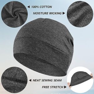 Headshion Cotton Skull Caps for Men Women,2-Pack Lightweight Beanie Sleep Hats Breathable Helmet Liner - Image 2