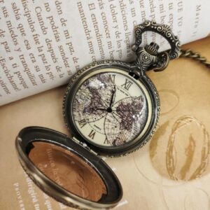 Tea Colored Glass Double Earth Pattern Pocket Watch, Unisex Casual Quartz Retro Pocket Watch, Christmas, Birthday, A Thoughtful Gift for Friends and Partners. - Image 6