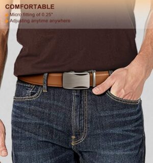 KEMISANT Mens Ratchet Belt 2 Units,Sliding Belt For Gift Mens Dress Casual 1 3/8",Size Adjustable - Image 6