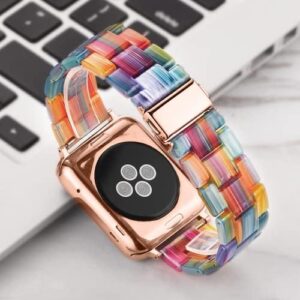 Light Apple Watch Band-Fashion Resin iWatch Bands for Women Men Bracelet Compatible with Stainless Steel Buckle for Apple Watch Series 10 Series SE Series 9 Series 8 Series 7 6 5 4 3 2 1 Ultra 2 1, 38mm/40mm/41mm/42mm(Series 10), 49mm/46mm/45mm/44mm/42mm(Series 3 2 1) - Image 4