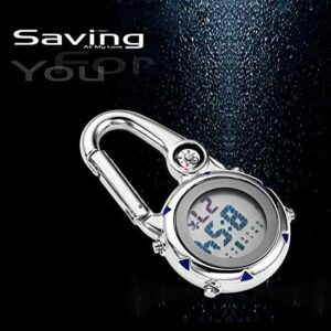 Clip on Multi-Function Digital Carabiner Watch Backpack Fob Watch for Men and Women with Alarm Clock Date Week for Nurses Doctors Chefs Climbers Home Office Outdoor Use - Image 4