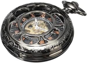 ShoppeWatch Men’s Pocket Watch with Chain | Hand Winding Vintage Pocket Watch | Classic Mechanical Movement Pocketwatch | 1920s Railroad Steampunk Costume Accessory - Image 3