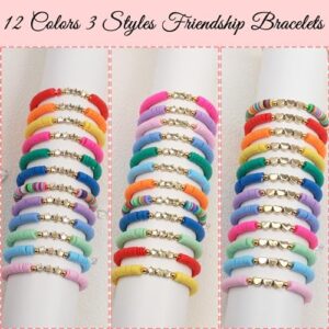 36 Pcs Preppy Friendship Bracelets for Teen Girls Heishi Cute Clay Beads Bracelets Bulk Colorful Heart Star Crown Friendship Surfer Bracelets Things Jewelry Gifts for Girls - Image 7