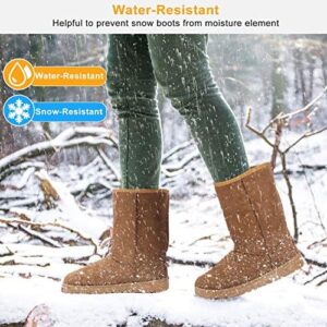 Moclever Boots For Women Snow Winter, Women Ladies Snow Boots Waterproof Faux Suede Mid-Calf Boots - Image 2