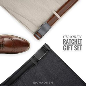 CHAOREN Mens Dress Belt Leather 2 Pack - Mens Ratchet Belt for Dress Shirt and Pants Every Occasion (32mm) - Image 2