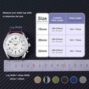 WOCCI Double Holes Nylon Watch Bands, Silky Nylon Straps, Quick Release, Compatible Watch Lug Width 18mm 20mm 22mm - Image 4