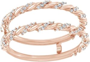 Jewelry Star 0.20ct Round Cut White Simulated Diamond Enhancer Ring Guard in 14K Rose Gold Plated 925 Sterling Silver