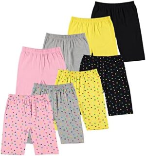 Pink Angel Kids Girls Cotton Spandex Bike Shorts, Solid Plain Sports Activewear Dance Bottoms - 8 Pack, Assorted Colors