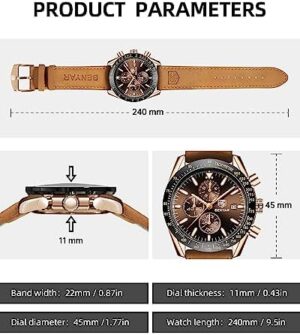 BY BENYAR Watch for Men Analog Quartz Chronograph Waterproof Luminous Designer Mens Wrist Watches Business Work Sport Casual Dress Watch with Silicone Strap Elegant Gifts for Men - Image 6