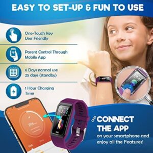 Inspiratek Kids Fitness Tracker for Girls and Boys (Age 5-16) - Waterproof Fitness Watch for Kids with Heart Rate Monitor, Sleep Monitor, Calorie Counter and More- Kids Activity Tracker (Purple) - Image 4