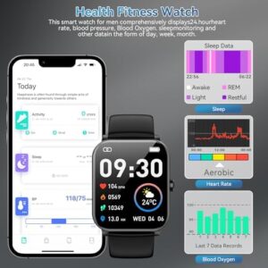 Smart Watch, 1.85" HD Smartwatch for Men Women (Answer/Make Calls), Fitness Watch with Heart Rate/Sleep/IP68 Waterproof/120+ Sports Modes/Spo2 Monitor, Pedometer, Android Smart Watch for Android iOS - Image 4