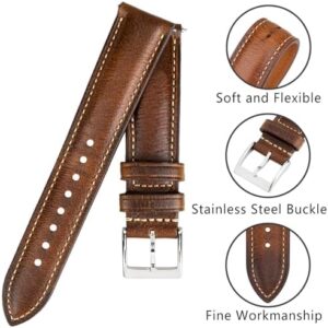 Quick Release Leather Watch Band 14mm 16mm 18mm 19mm 20mm 21mm 22mm 24mm,Vintage Oil Wax-tanned Pull-up Men's Watch Bands Replacement Leather Watch Straps for Men Women - Image 4