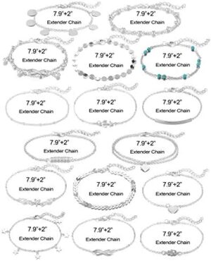 Softones 16Pcs Ankle Bracelets for Women Gold Silver Two Style Chain Beach Anklet Bracelet Jewelry Anklet Set,Adjustable Size - Image 7