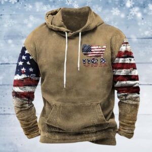 ZOCAVIA American Flag Hoodies for Men USA Graphic Hooded Sweatshirts Drawstring Western Ethnic Boys Pullover Tops - Image 4