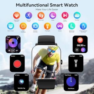 Smart Watch, 1.85" Smartwatch for Men Women (Answer/Make Call), Heart Rate, Sleep Monitor, Pedometer, Spo2, Activity Tracker, IP68 Waterproof Fitness Watch for Android iOS (Black) - Image 6