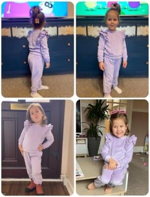 Arshiner Girls 2 Piece Outfits Velour Tracksuit Cute Clothes Sweatsuit Ruffle Pullover Sweatshirt Sweatpants Clothing Sets - Image 6