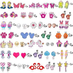 33 Pairs Hypoallergenic Stud Earrings Set for Women Sensitive Ears With Stainless Steel Post in Vivid Colors and Multi-styles