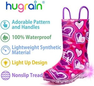 HugRain Light Up Rain Boots for Little Kids - Image 3