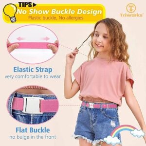 Kids Elastic Adjustable Belts for Girls Easy Buckle Invisible Flat Buckle Stretchy Belt for Kids Boys Girls - Image 2